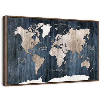 Aged Wooden World Map