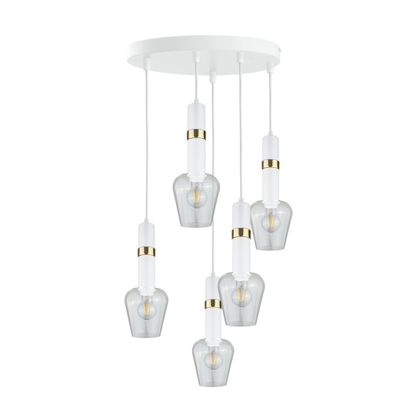 Kirti 5 - Light Cluster Pendant, White/Gold