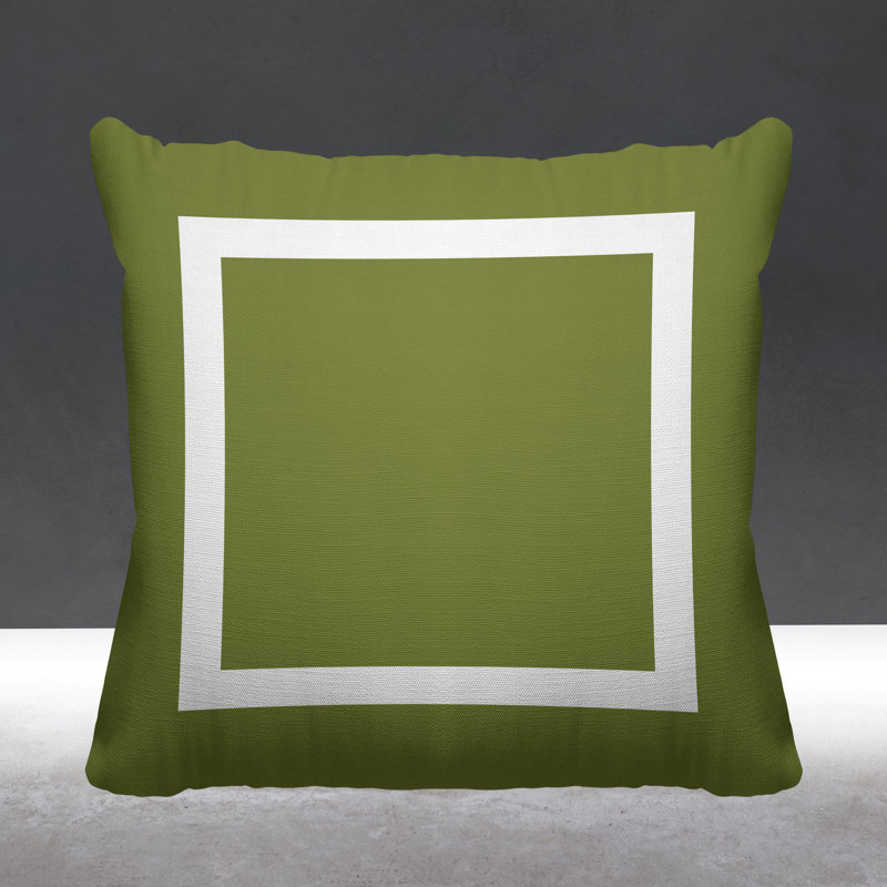 Luella Geometric Outdoor Reversible Throw Pillow, 15W" x 15H", Olive Green