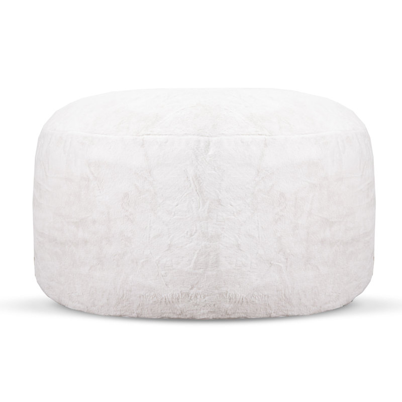 Simcoe 4Ft Faux Rabbit Fur Giant Compression Foam Chair, White Faux Fur