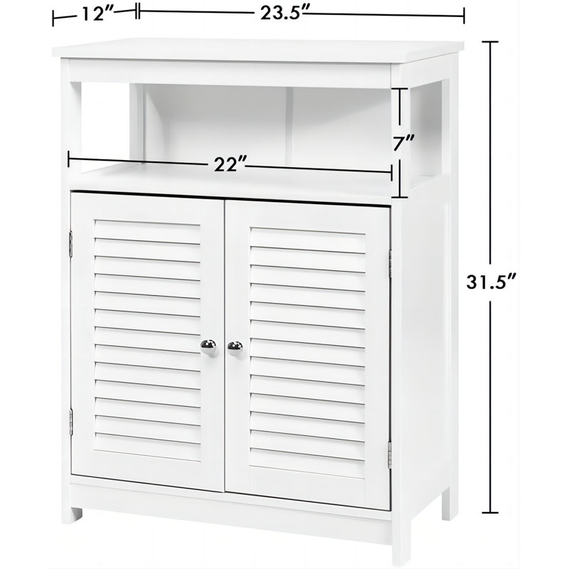 23.5" W x 31.5" H x 12" D Free-Standing Bathroom Cabinet, White