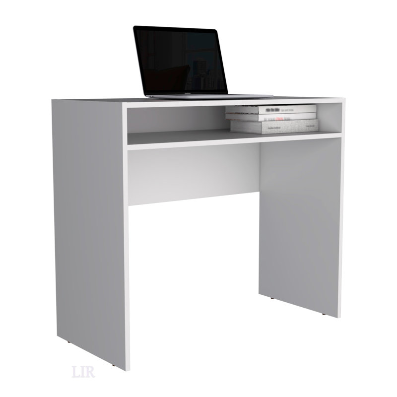 Stella 35 Inch Wide Writing Desk With Spacious Shelf, Perfect For Small Spaces And Multifunctional Use., White