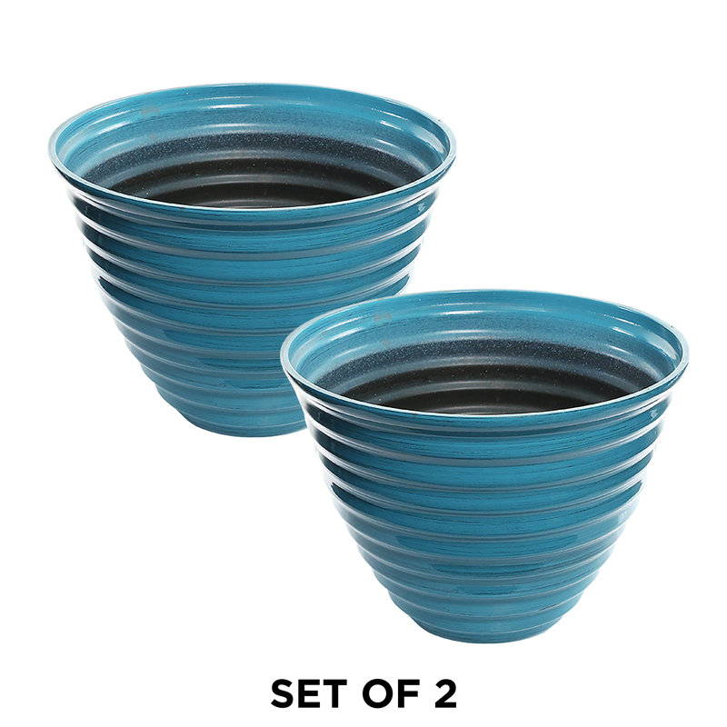 Pot de fleurs en plastique nervuré 12 po - ensemble de 2, Île Seymour Nord, Galapagos, H 12 po x l 16 po x P 16 po