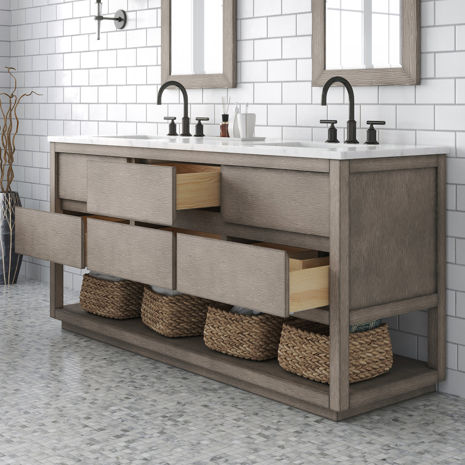 Constanta 72'' Double Bathroom Vanity, Grey Oak
