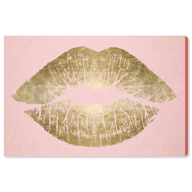 «Fashion and Glam Solid Kiss Blush and Gold», impression sur toile, 24 po x 36 po, Toile tendue