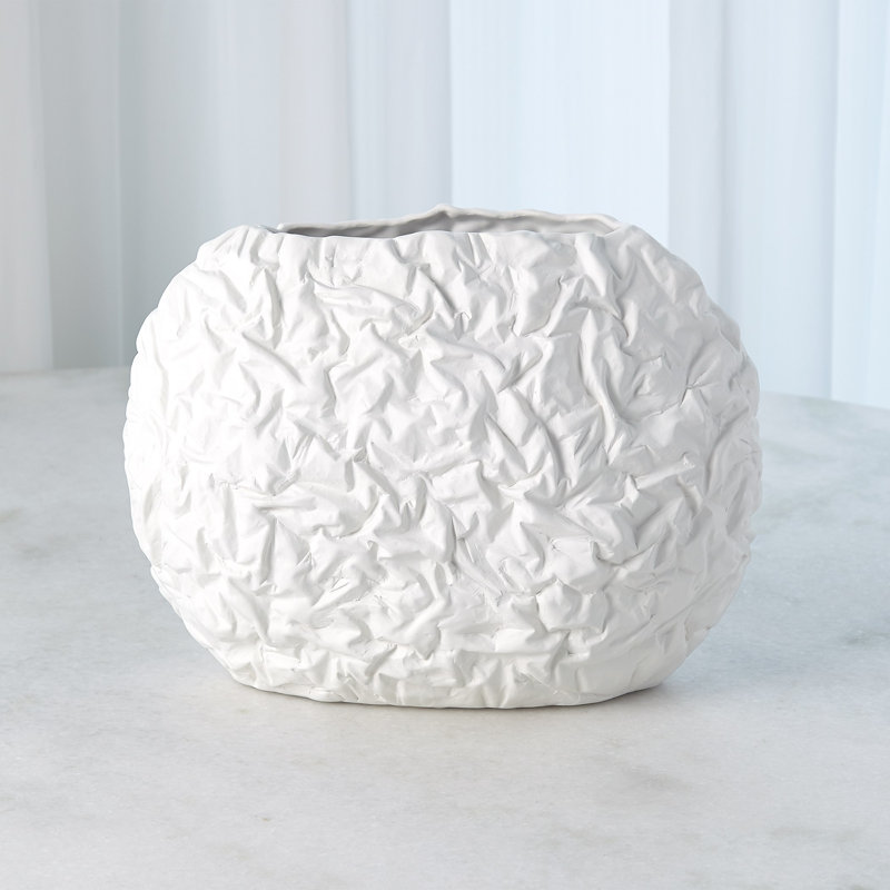Ceramic Table Vase, Silver, 10.25" H x 14" W x 6.75" D