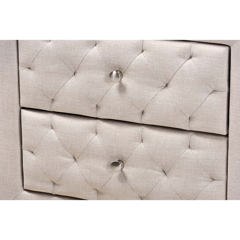 Table de chevet 2 tiroirs Caden Jonesy, Beige
