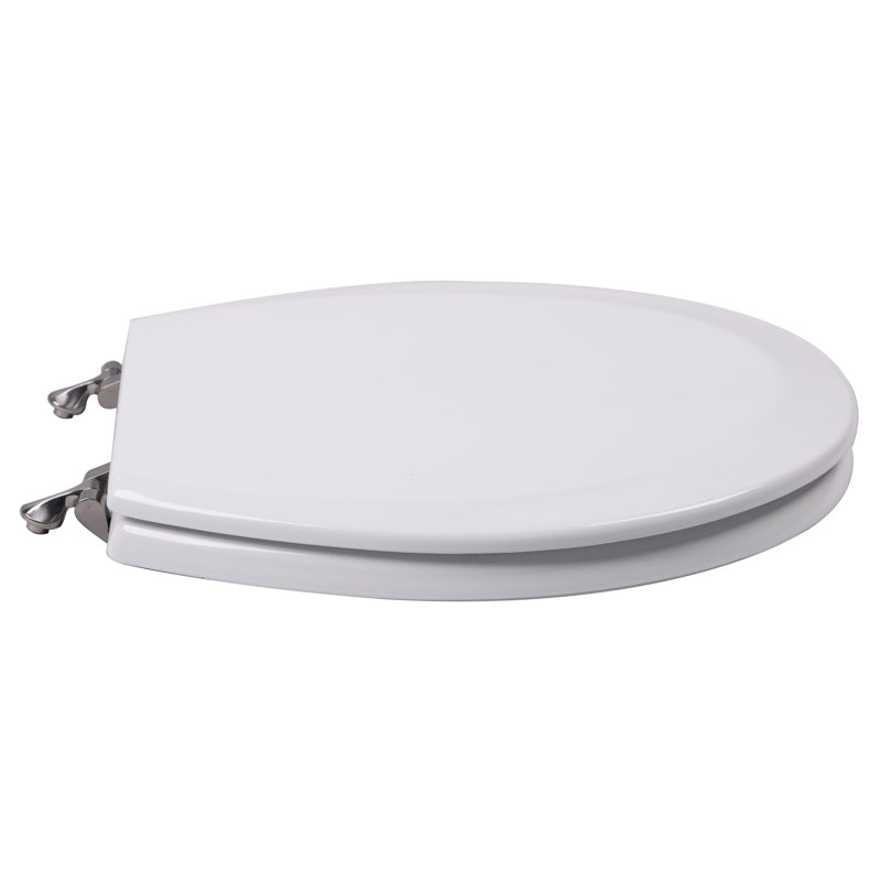 Round Toilet Seat and Lid, White, Chrome