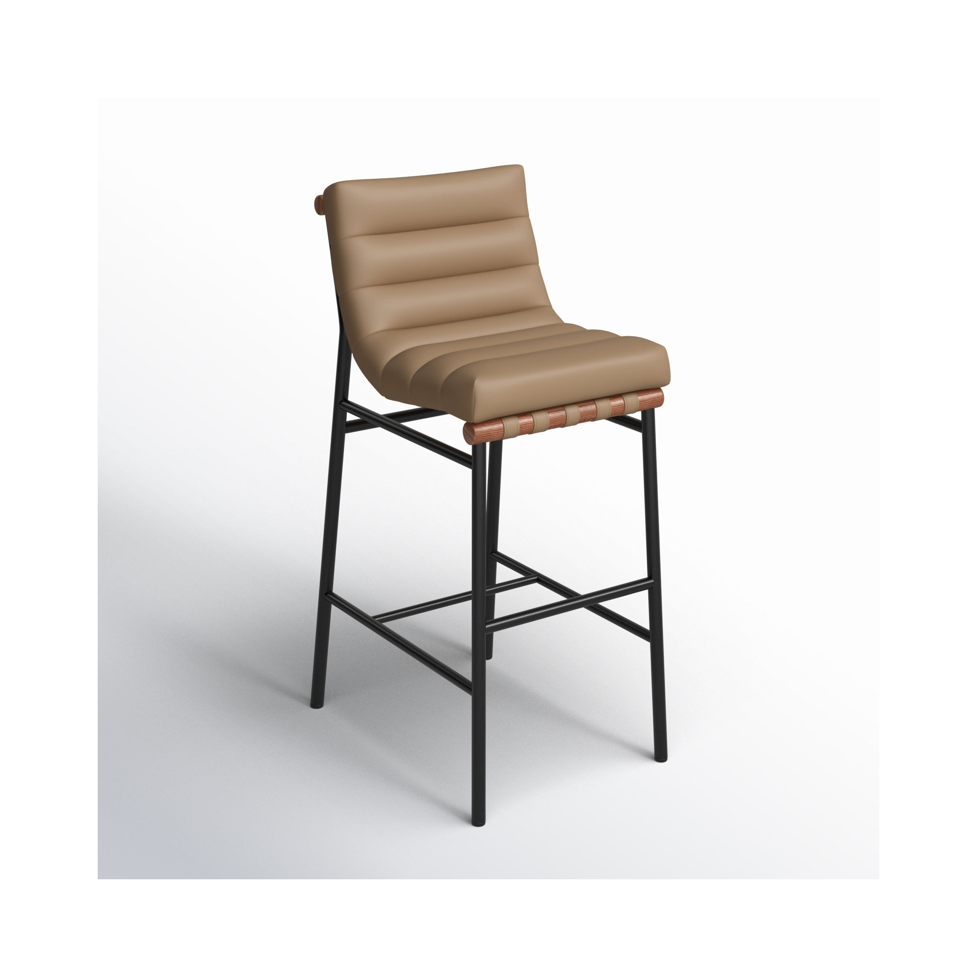 Vincentas Counter Stool, Bar Stool (29.9" Seat Height), Tan Vegan Leather