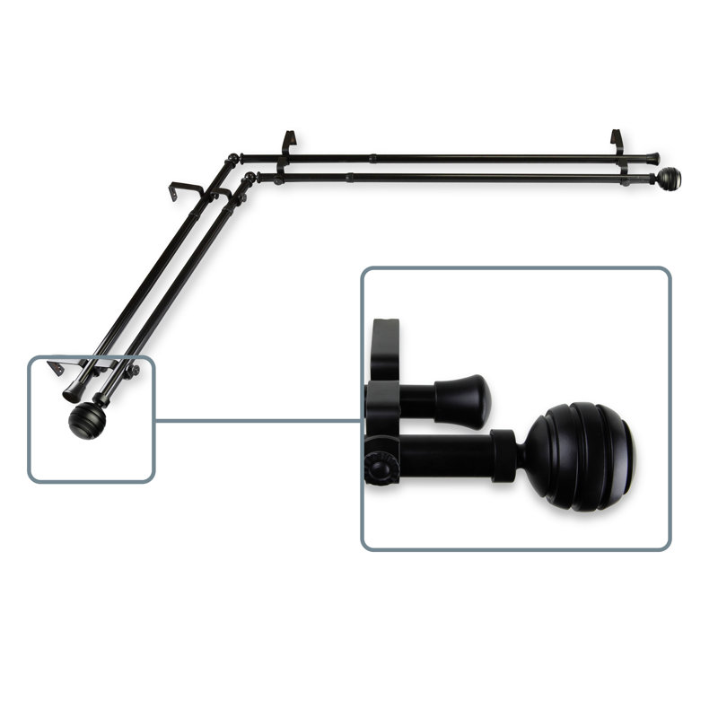 Tringle à rideaux double 0,81 po Pepin, L 28 po x l 48 po, Noir