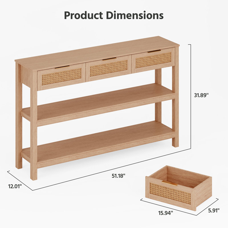 51" Natural Entryway Console Table