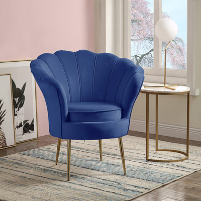 Chaise de baril à dossier festonné avec pieds en métal, chaise de chambre à coucher