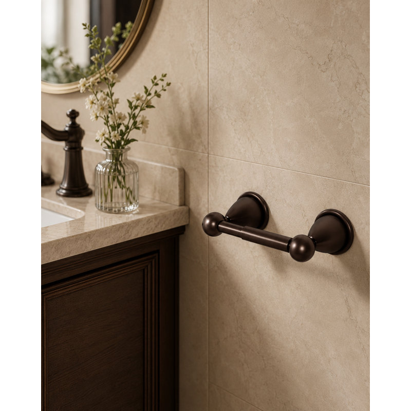 Porte-papier hygiénique mural pour salle de bain - Distributeur de papier hygiénique peu encombrant, Bronze huilé