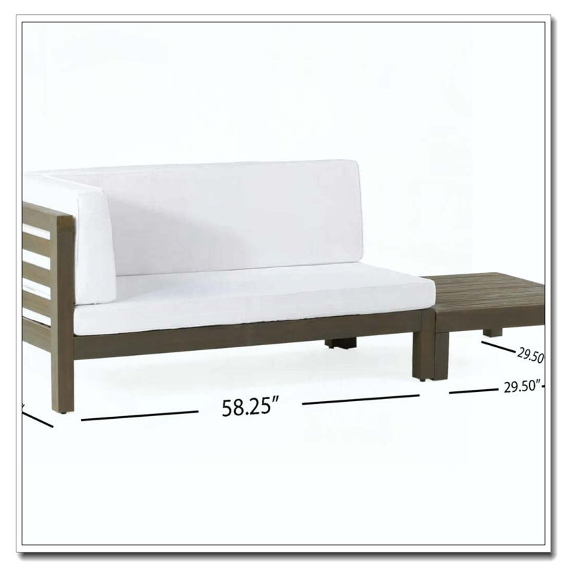 BANC D'ANGLE GAUCHE ET TABLE BASSE, Blanc
