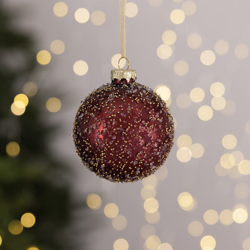 12 Piece Glass Bauble Collection, Burgundy
