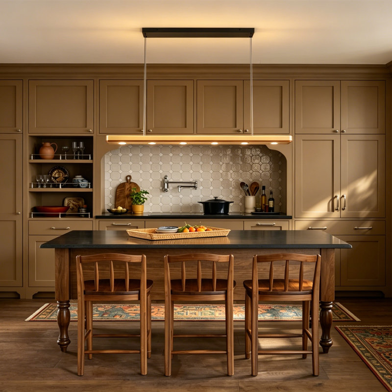 Luminaire suspendu DEL pour îlot de cuisine en bois