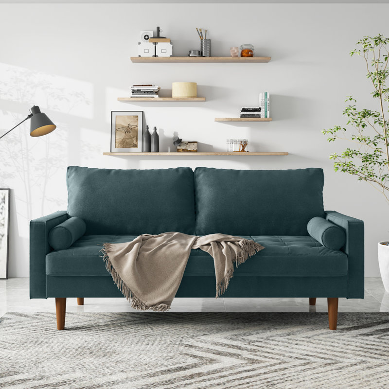 Mauck Modern Sofa,70 Inch Velvet Couch for Living Room,Spring Cushions,Solid Wood Frame,Easy Assembly for Small Spaces