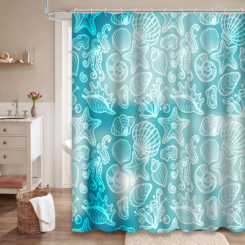 Rideau de douche imperméable avec 12 crochets, L 72 po x l 78 po