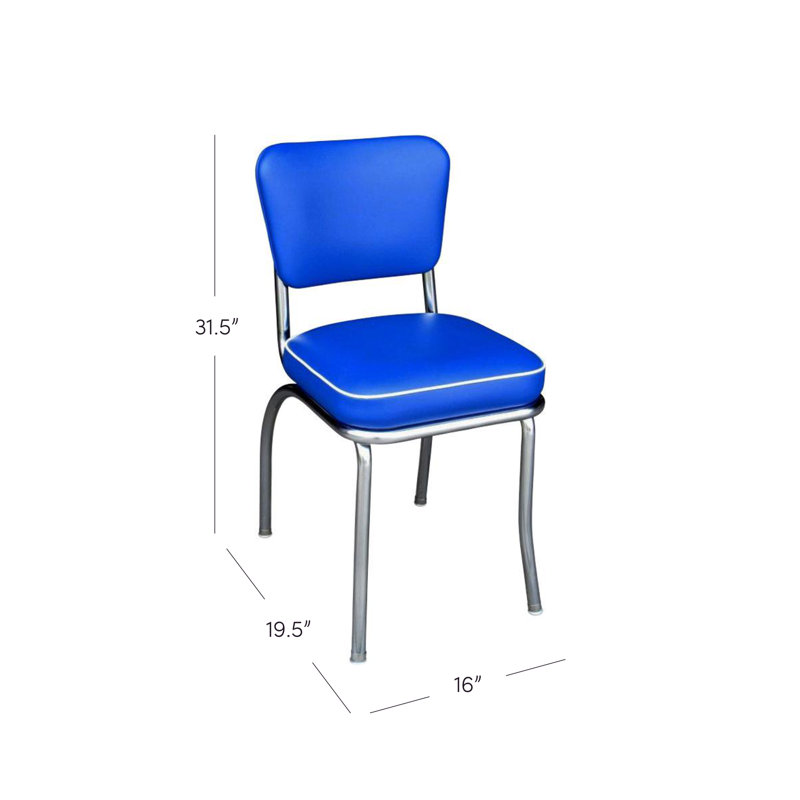 Chaise de salle à manger rembourrée rétro, Bleu royal