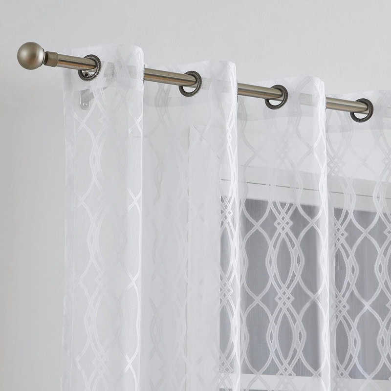 Roselius Polyester Blend Sheer Curtain Pair, White, 54" W x 96" L