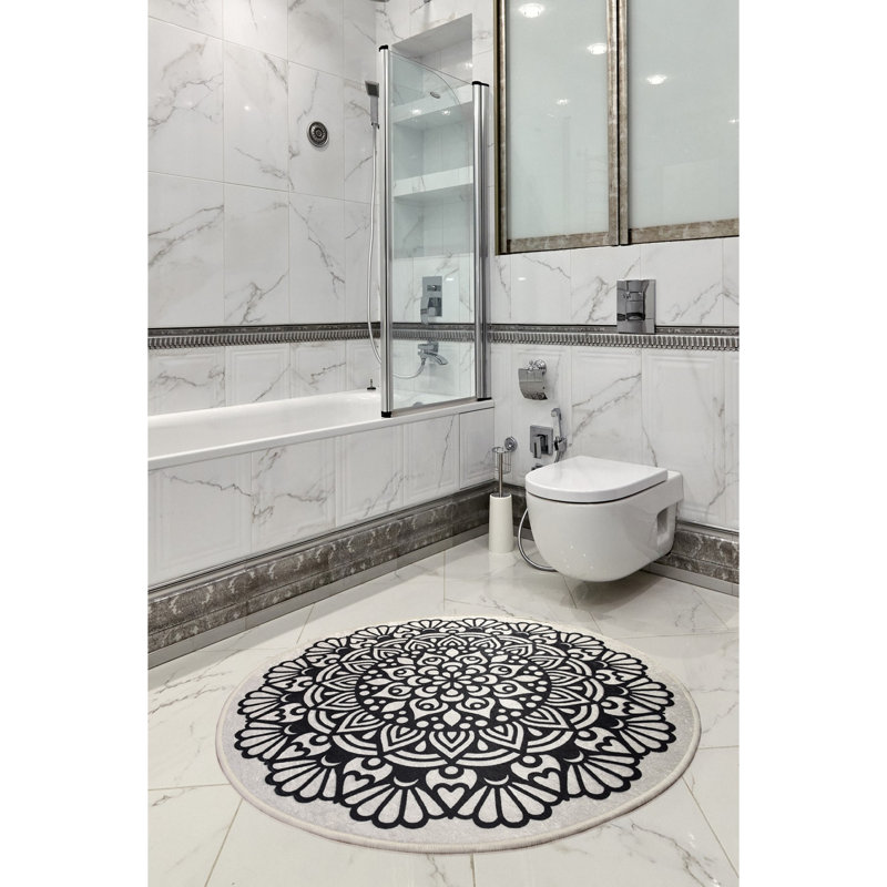 Antibacterial Bathmat, 39.4 inches Diameter, 100% Polyester, 10 mm Pile Height | Non-Slip Underside, Machine Washable at 30°C | Soft, Durable, and Easy to Clean | Ideal for Home Bathrooms and Showers