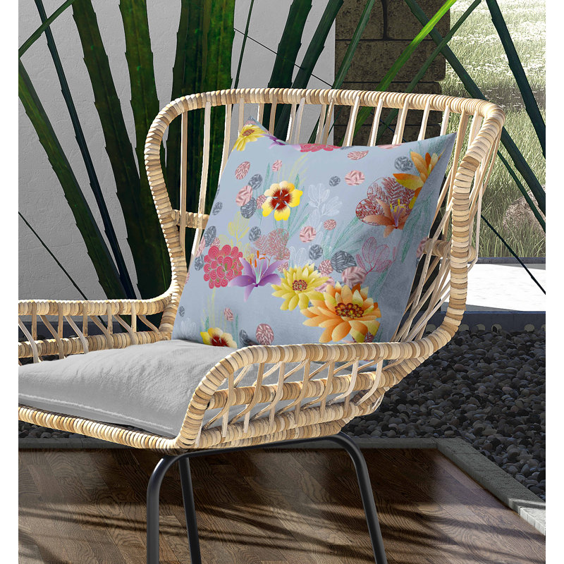 Coussin intérieur / extérieur Colorful Flora, Carré 16 po