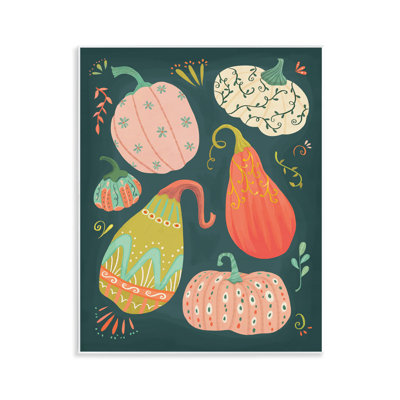  Patterned Autumn Gourds Wall Plaque Art by Laura Watson