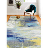 Deshawn Collection Transitional Abstract Area Rug Ivory