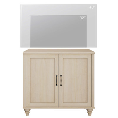 Corretta Farmhouse TV Stand For 43 Inch TV With 2 Wood Doors, Wood Universal TV Stand With Storage Cabinets, Entertainment Center TV Console Table For Living Room, Bedroom, Beige