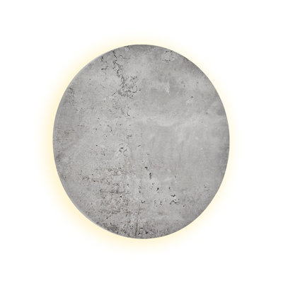 Modern Wall Lamp, Grey Wooden Body, 7W Integral LED, 7.1 in Diameter x 1.6 in Height | 3000K Warm Light, 700 Lm | Stylish Novelty Design for Home Decor, Perfect for Living Room & Bedroom Lighting