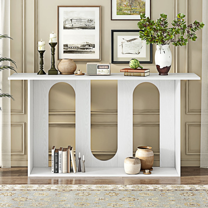 Console avec tablette, convient au vestibule, au couloir du salon, Blanc