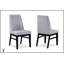 Ensemble de salle à manger 5 pièces avec table ronde en faux marbre blanc, base en forme de cage et chaises rembourrées en tissu gris clair pour les maisons modernes-1381624965