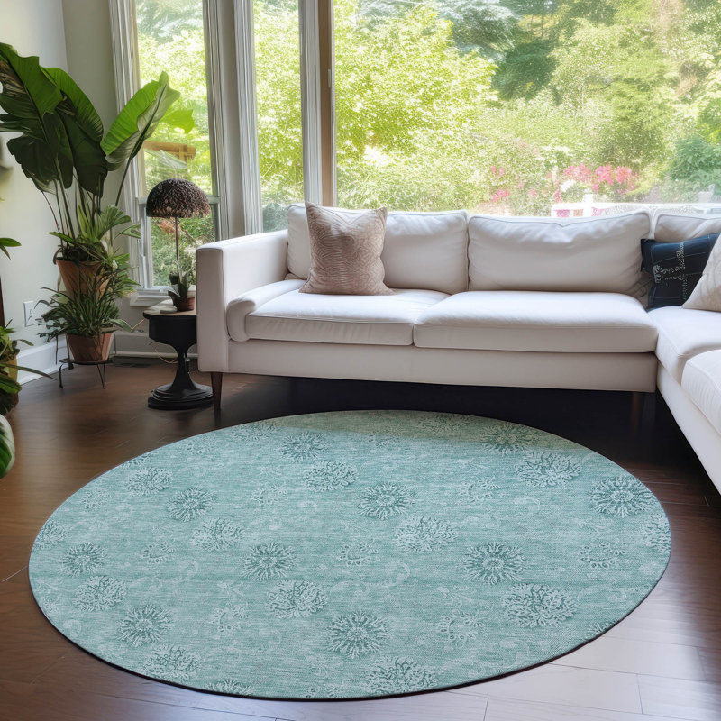 Leis Floral Indoor Rug, Round 8'