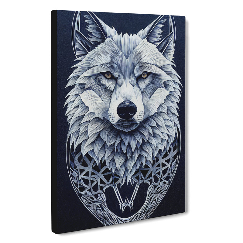 Wolf Art Deco No.2 - Print, Wrapped Canvas, 50cm H x 35cm W, No Matte