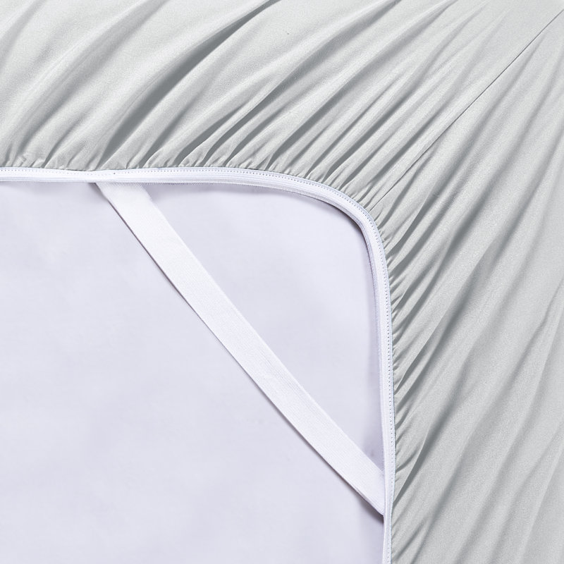 Bibb Home 2000 Count 6-Piece Rayon From Bamboo Sheet Set with Snug Grip, Heathered - Silver