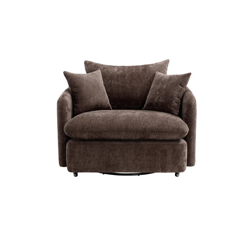 Fauteuil d'appoint pivotant avec coussins, fauteuil surdimensionné moderne surdimensionné