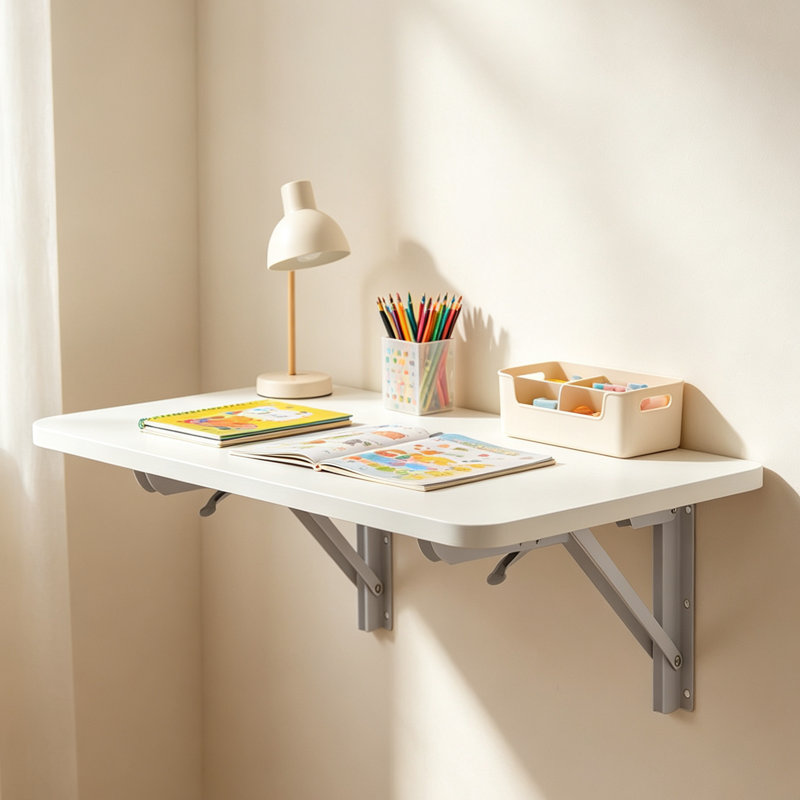 Space-saving Floating Wall-Mounted Rectangular Fold-Down Table, 26 cm H x 80 cm W x 60 cm D