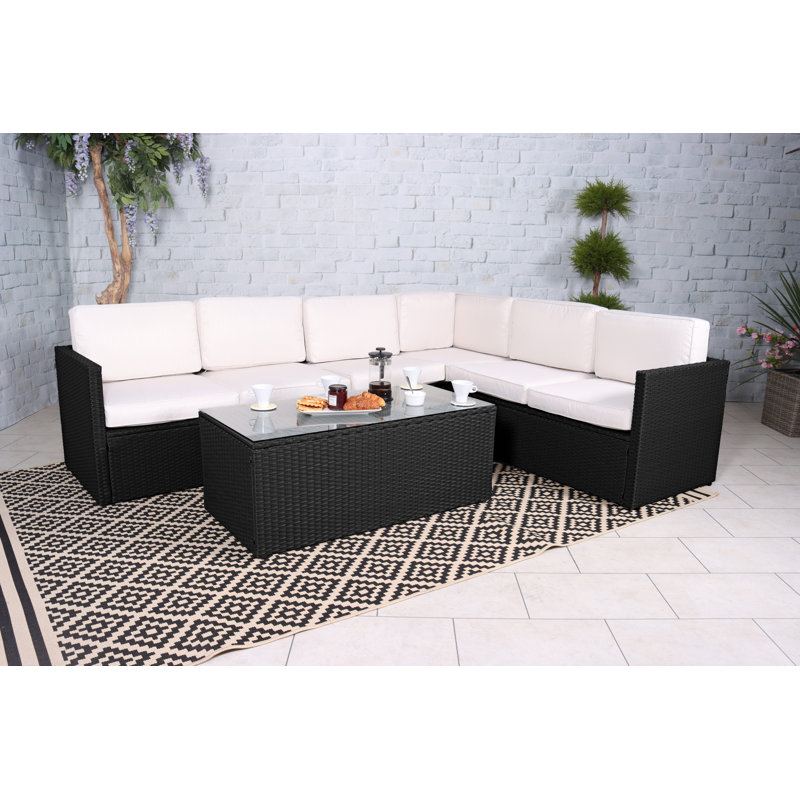  Black Corner Lounging Set, White, Black