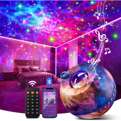 Galaxy Projector Night Light Projector, 15-Color Star Projector for Bedroom | 15 White Noises, 7 Brightness, 4 Speed,Green Star,Bluetooth,Romote,Timer,Teen Boys Gift,Ceiling,Room Decor,Relax,Ocean,Space