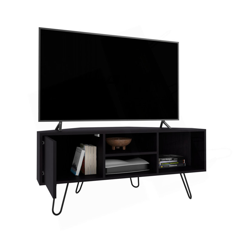Meuble télé de coin Lancaster, avec deux tablettes et deux armoires