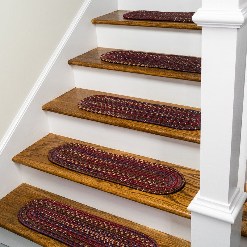 Tapis d'escalier New England Braid - 100% laine, Bourgogne, 1
