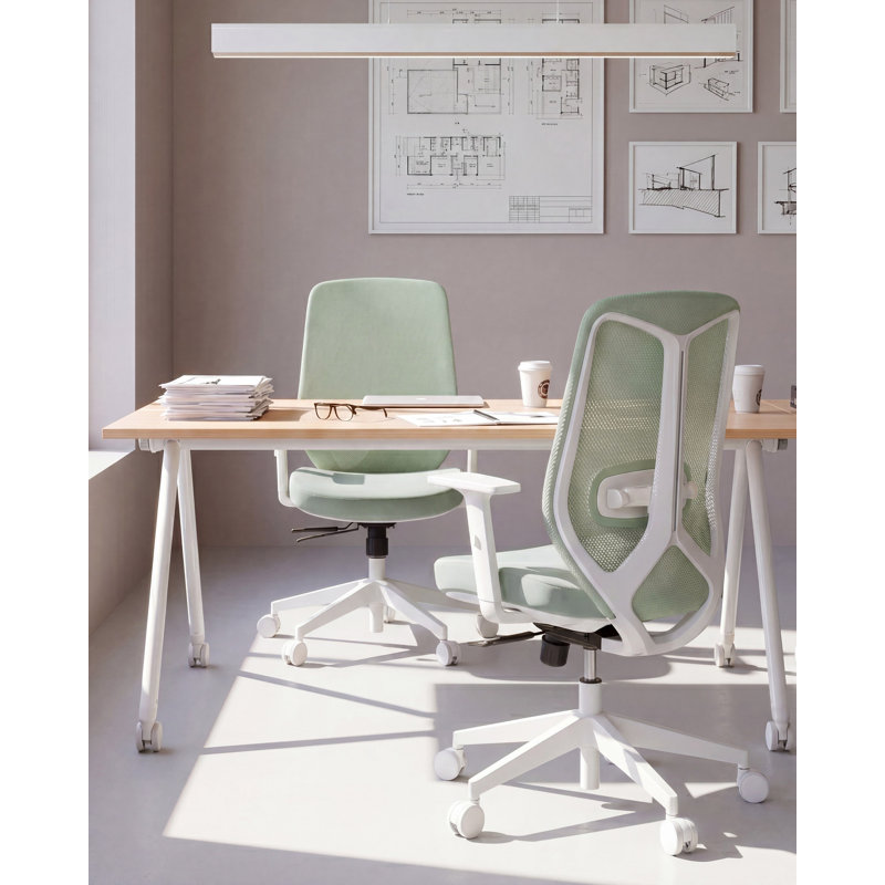 Beliani ZELAR Fabric Office Chair, Green, White