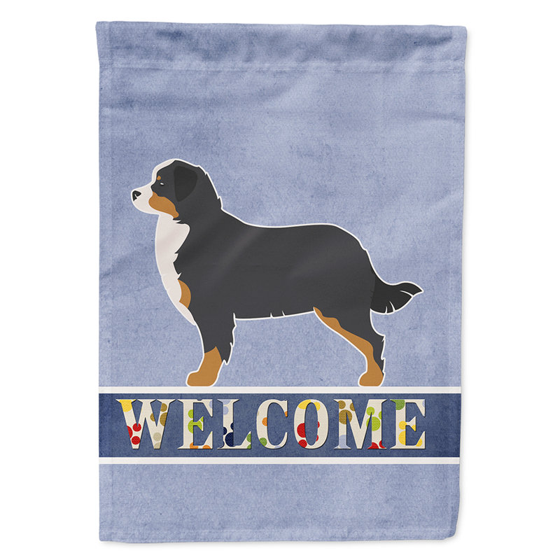 Polyester 2 côtés 40 x 28 po welcome drapeau maison, Bouvier bernois debout debout