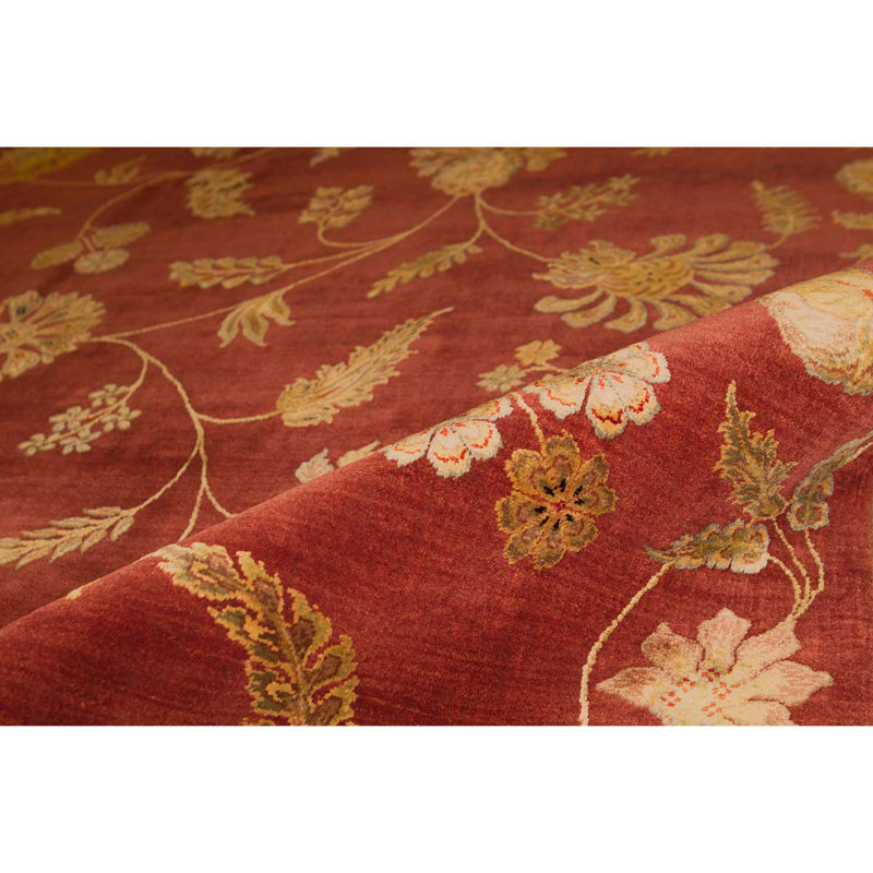 Tapis unique rouille / or noué à la main 8 pi 2 po x 10 pi 2 po