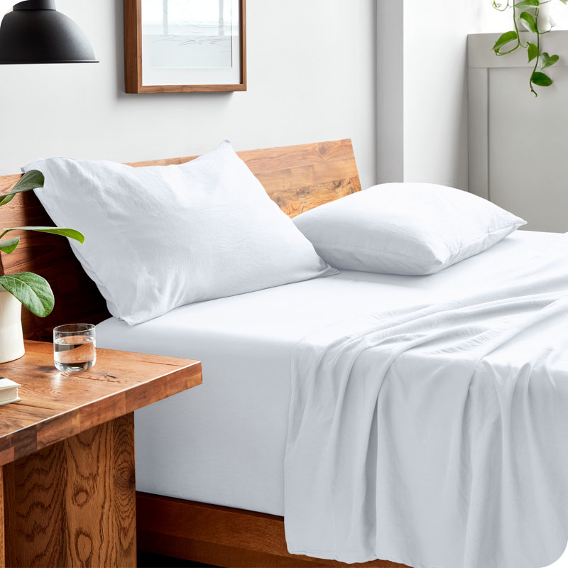 Washed Ultra-soft Microfiber Sheet Set, Twin Sheet Set with 1 Pillowcase, White