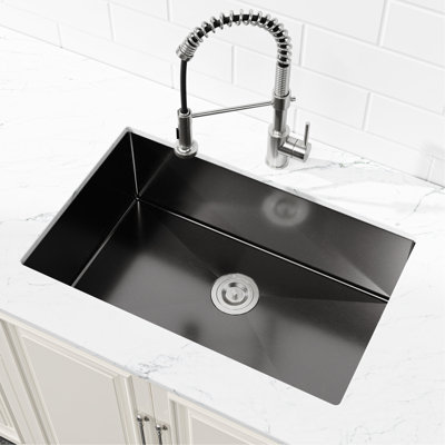 304 Stainless Steel Kitchen Sink 30" X 19" - Black Undermount Workstation With Efficient Water Flow Handmade Golden Ratio Corners