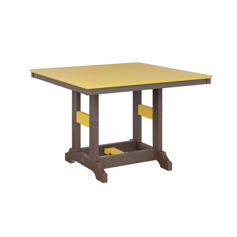 Garden Classic Outdoor Square Bar Table, Chocolate Brown, Sunburst Yellow