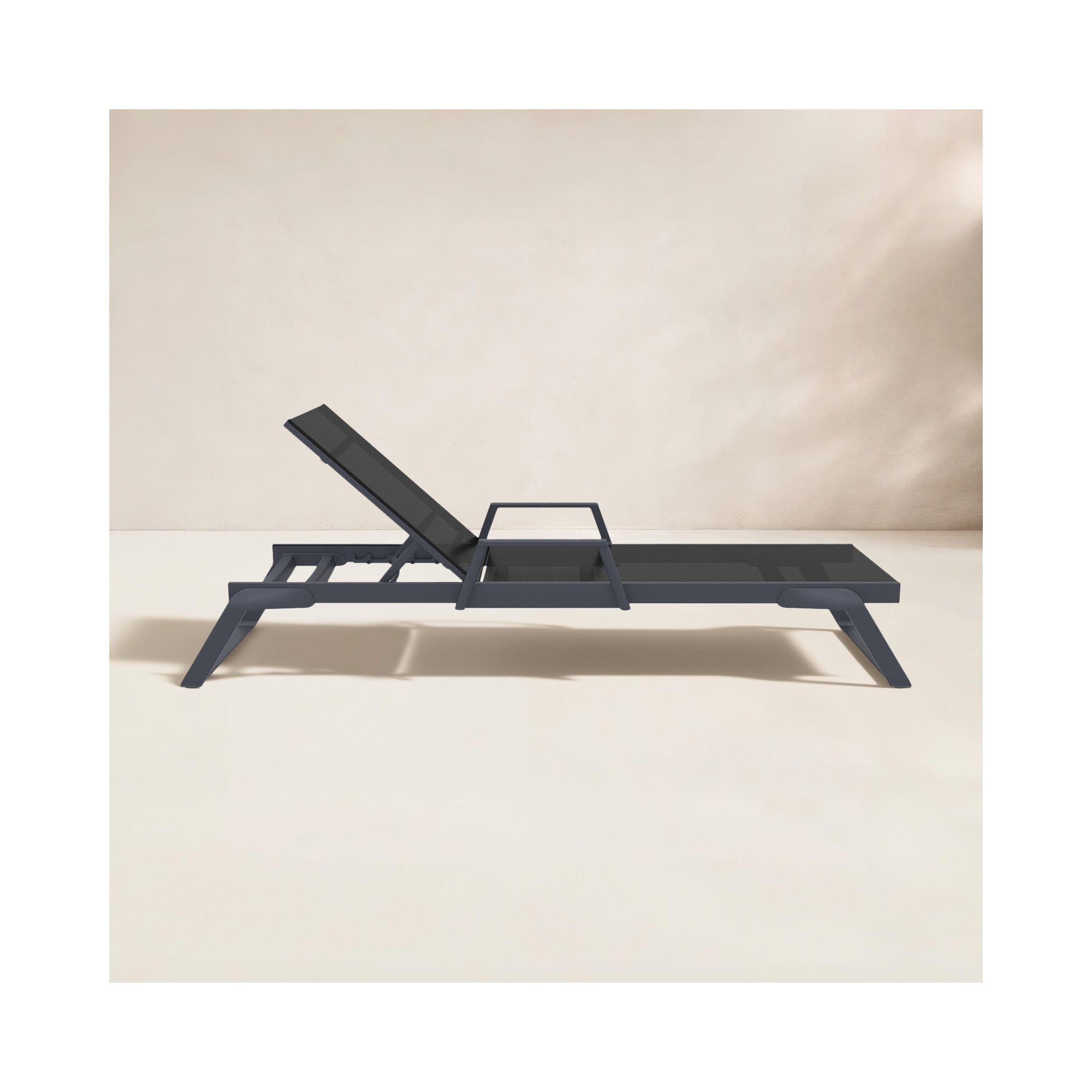 Genelda Outdoor Chaise Lounge, Dark Gray/Black
