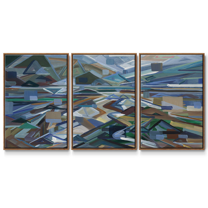 Low Tide - Multi Piece Framed Canvas-UBOR142C, Walnut Framed, 36" H x 75" W x 2" D