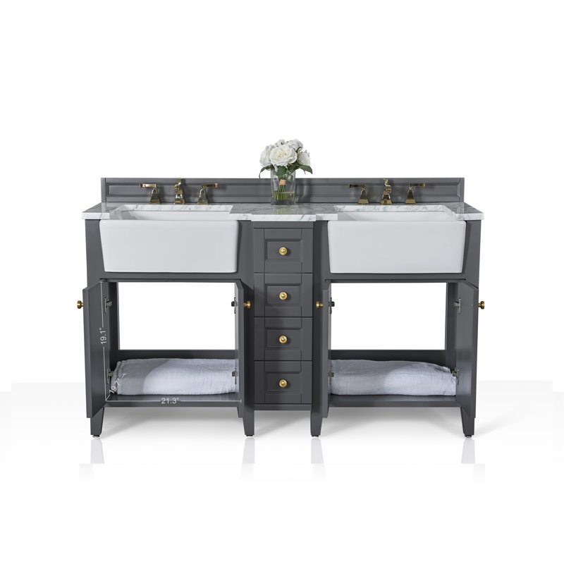 Ensemble de meuble-lavabo double 60 po Adeline, Gris saphir
